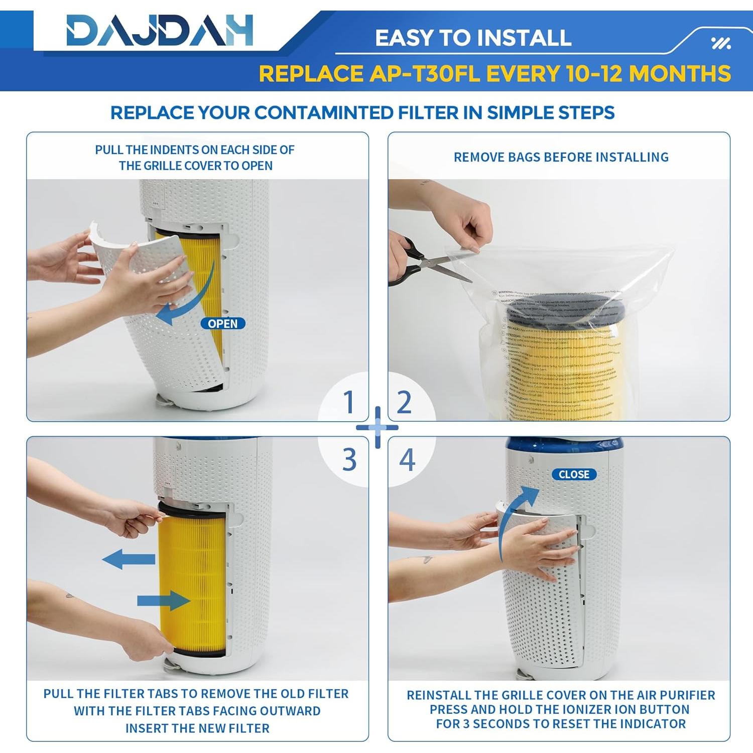 Filtro de Aire DAJDAH AP-T30FL para Purificador Homedics