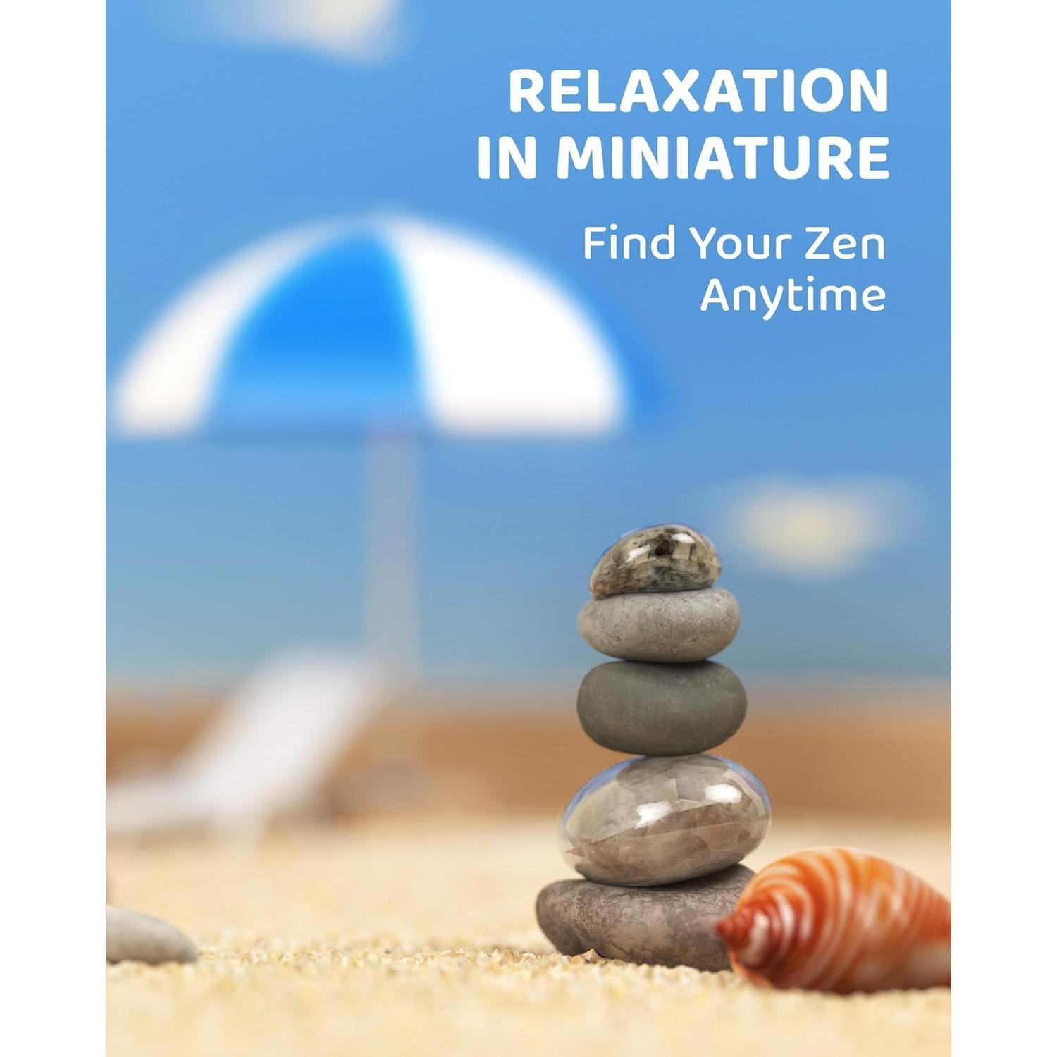 Mini Zen Garden - Beach Sandbox for Desk - Sand Tray Therapy Kit - Miniature Zen Garden Gift Set with Natural Sand, Rakes, Rocks and Accessories