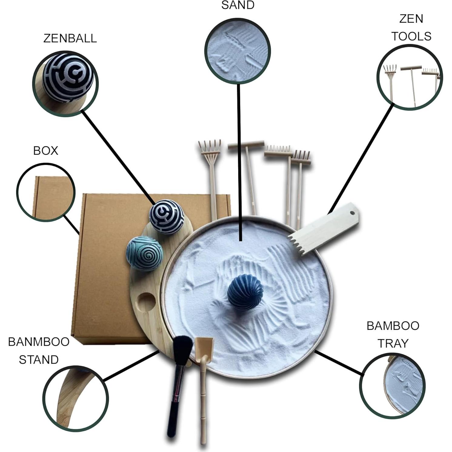Kit Jardín Zen Japonés de Escritorio IMAMSE - Bandeja 24.1 cm