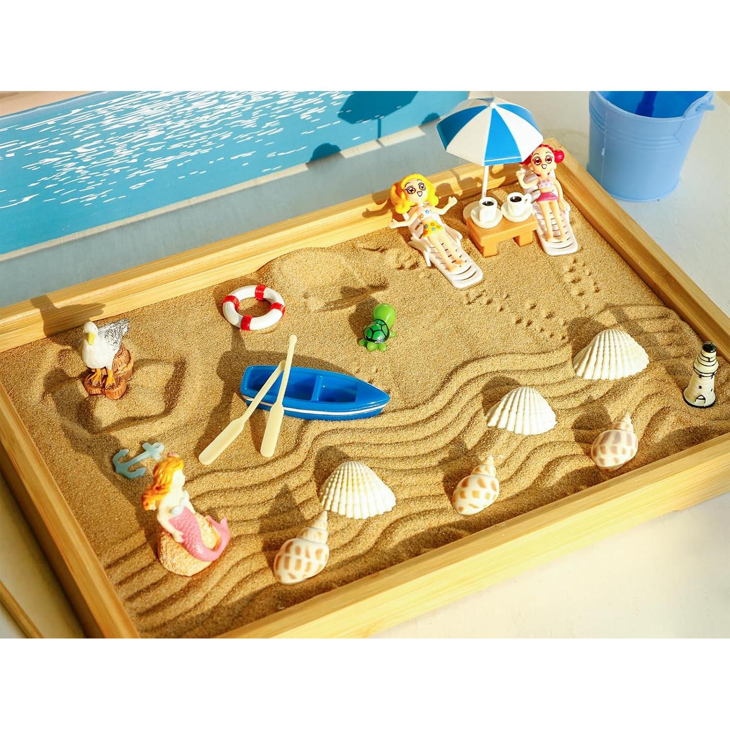 Jardín Zen de Playa Miniatura JJJ Arts - Kit de Relajación 29 Piezas