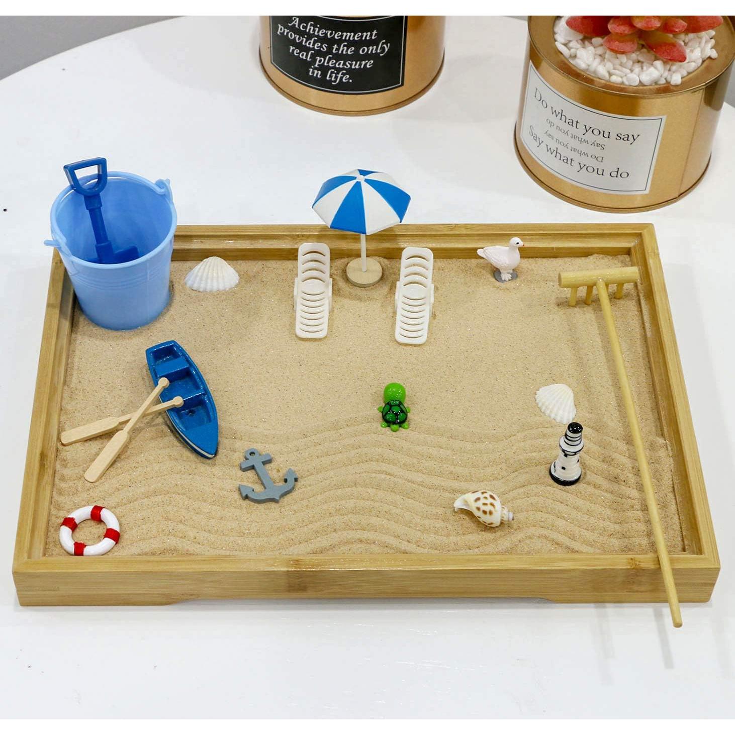 Jardín Zen de Playa Miniatura JJJ Arts - Kit de Relajación 29 Piezas