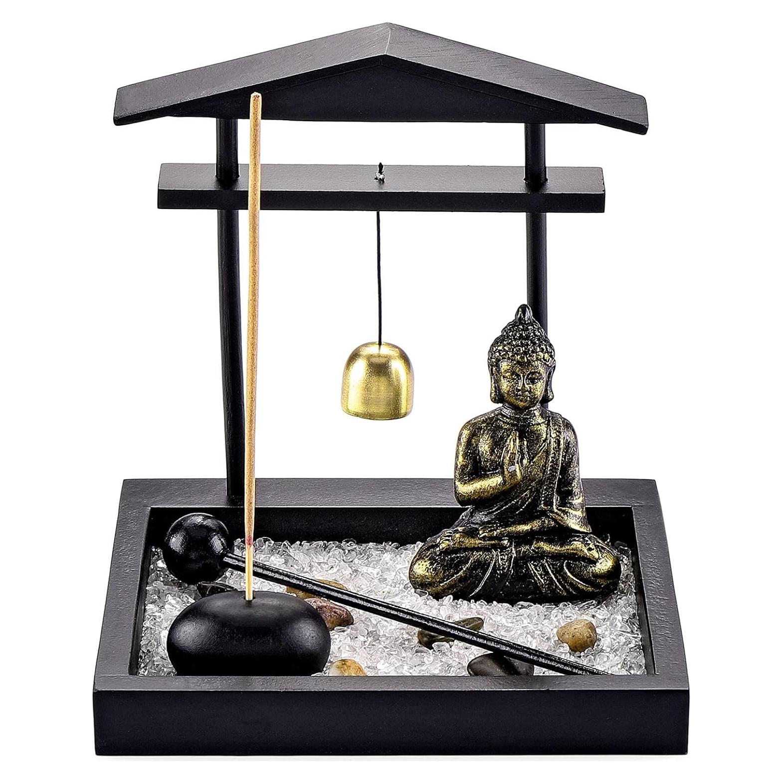 Juego de Jardín Zen Jovivi con Estatua de Buda y Bandeja