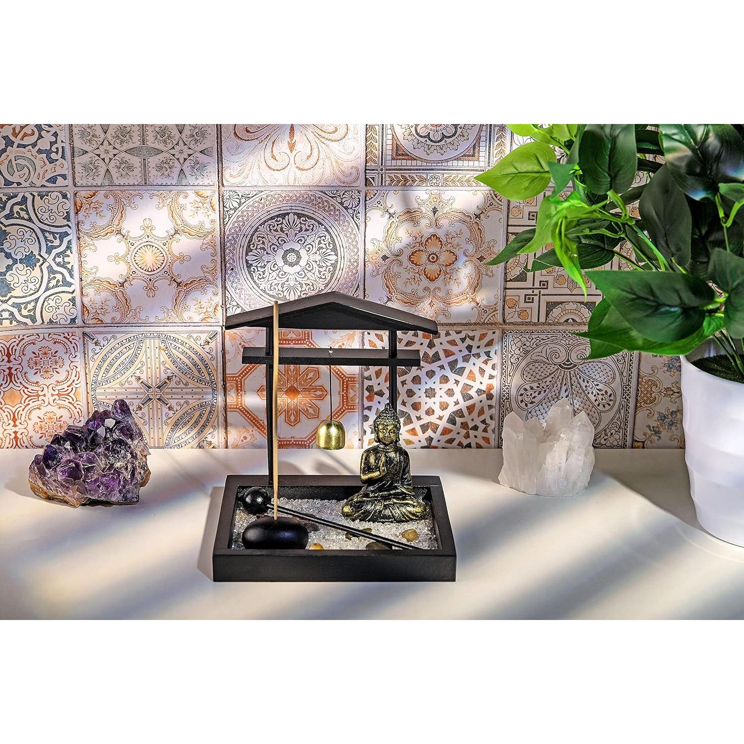Juego de Jardín Zen Jovivi con Estatua de Buda y Bandeja