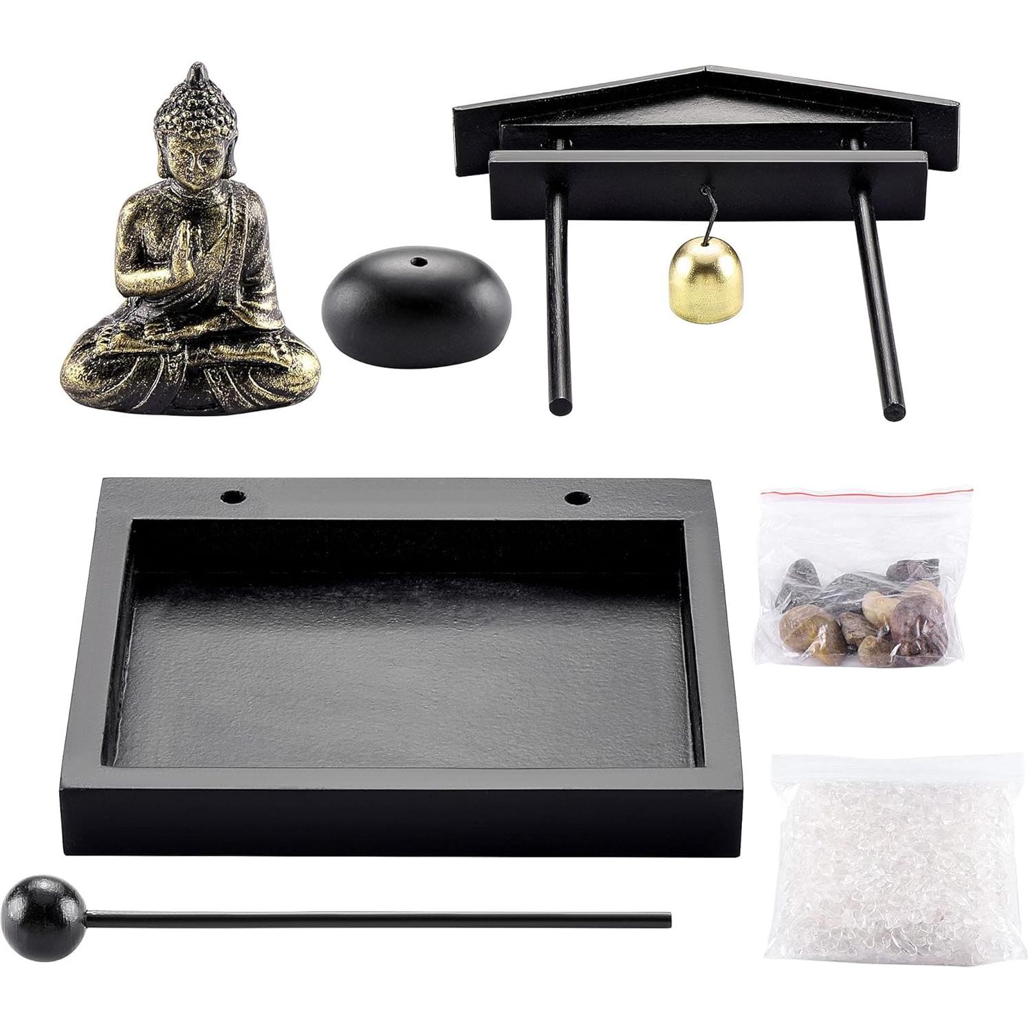 Juego de Jardín Zen Jovivi con Estatua de Buda y Bandeja