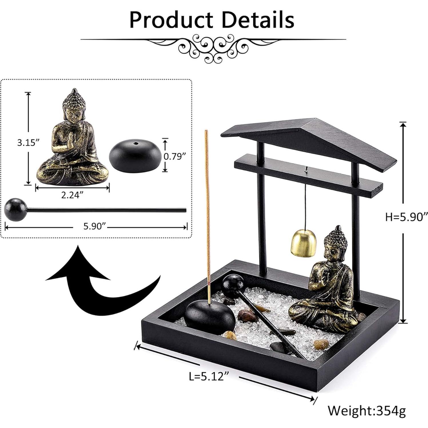 Juego de Jardín Zen Jovivi con Estatua de Buda y Bandeja