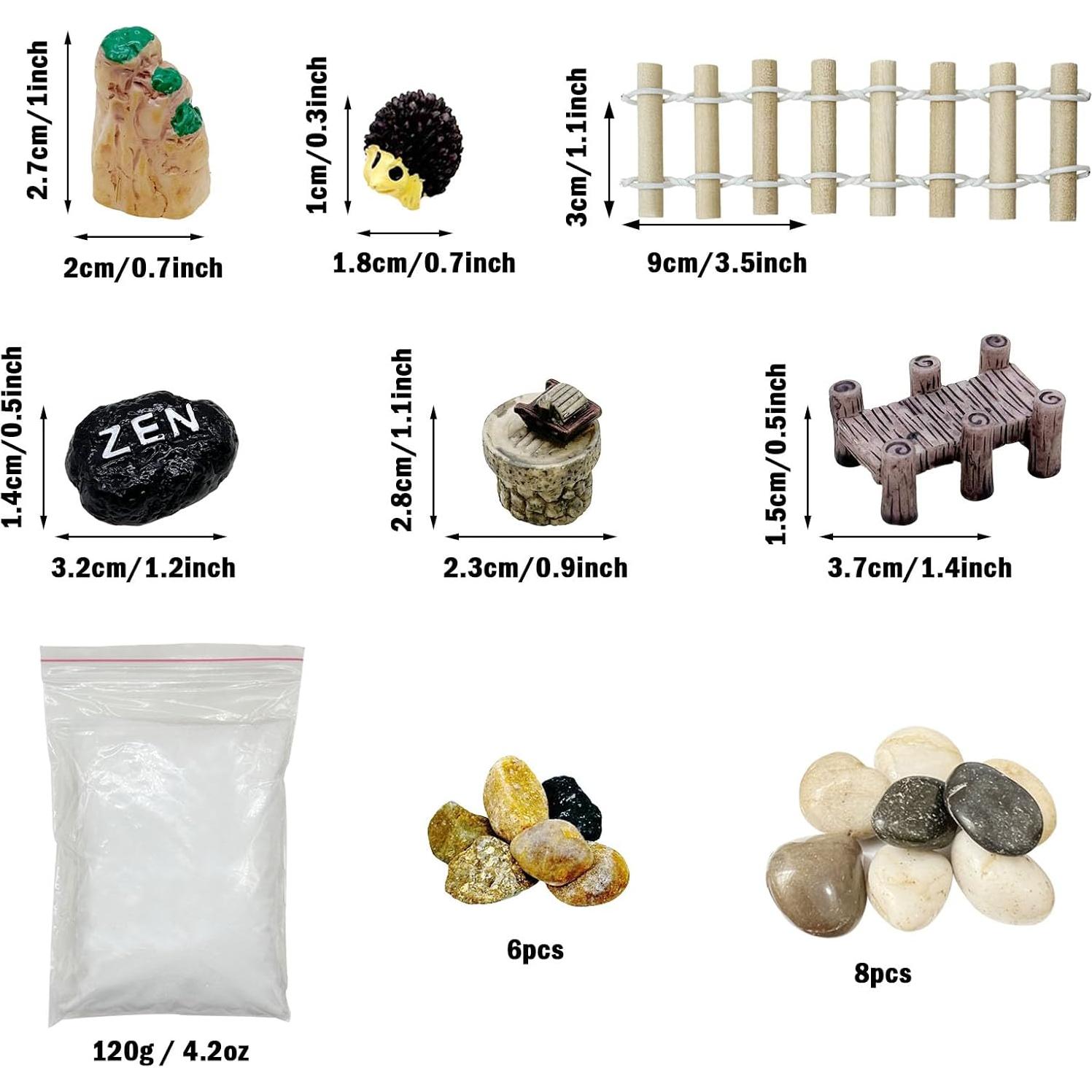 Kit Jardín Zen Mini Cayway - Decoración de Mesa con Arena Blanca