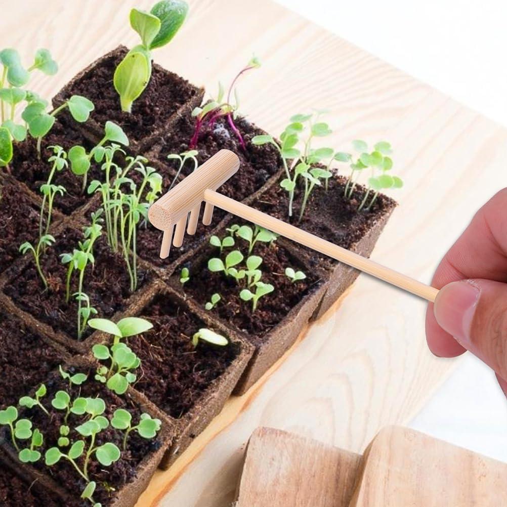 YARNOW 20 Mini Rastrillos de Bambú para Jardín Zen 14 cm