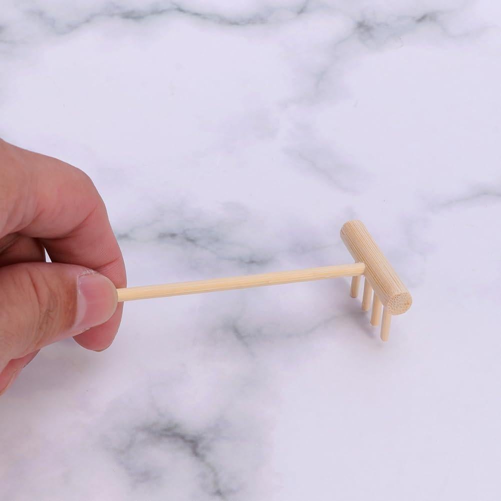 YARNOW 20 Mini Rastrillos de Bambú para Jardín Zen 14 cm