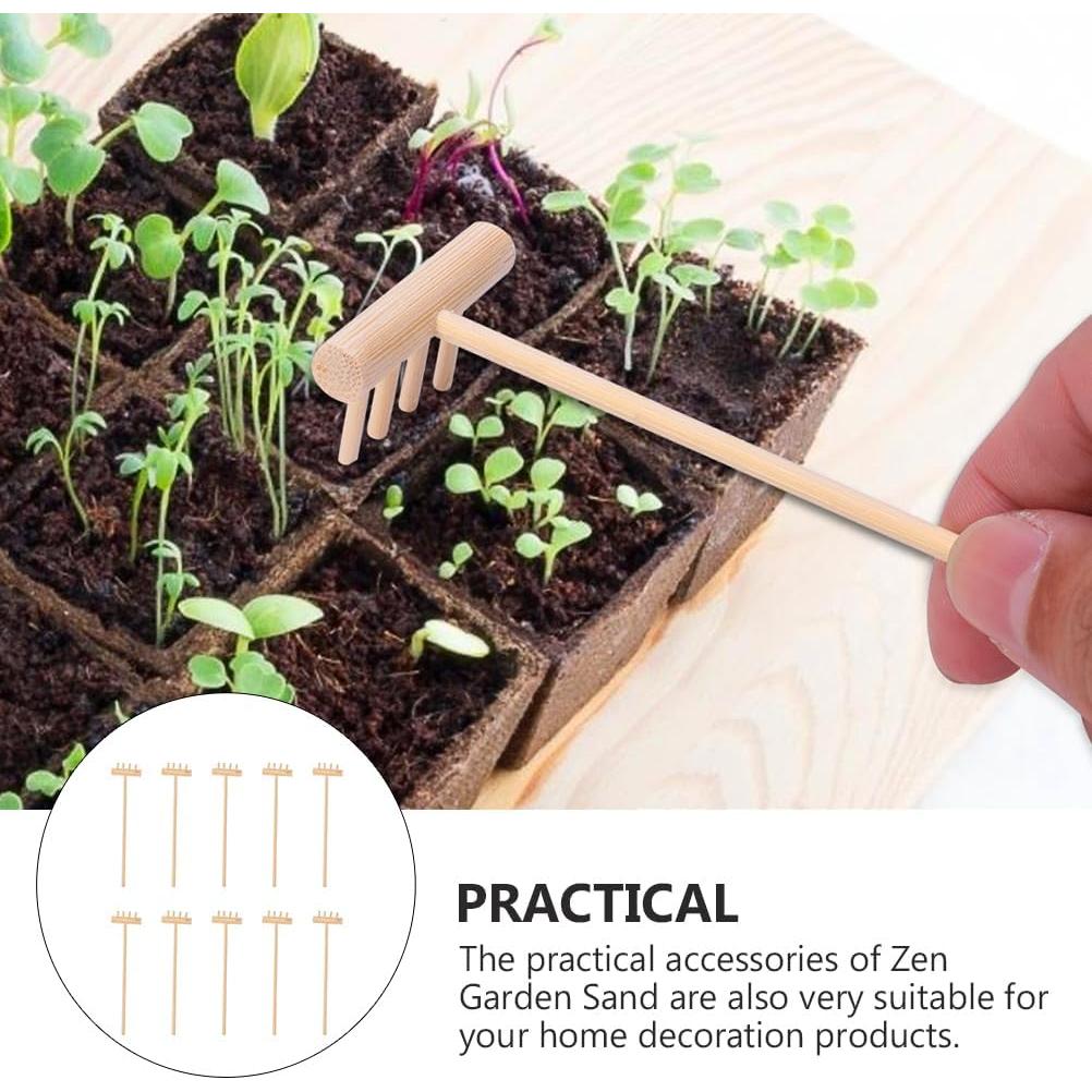 YARNOW 20 Mini Rastrillos de Bambú para Jardín Zen 14 cm
