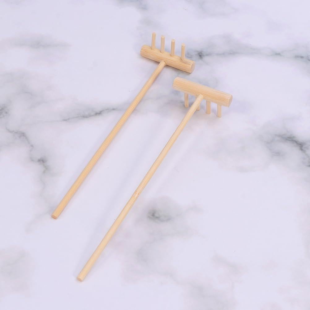 YARNOW 20 Mini Rastrillos de Bambú para Jardín Zen 14 cm