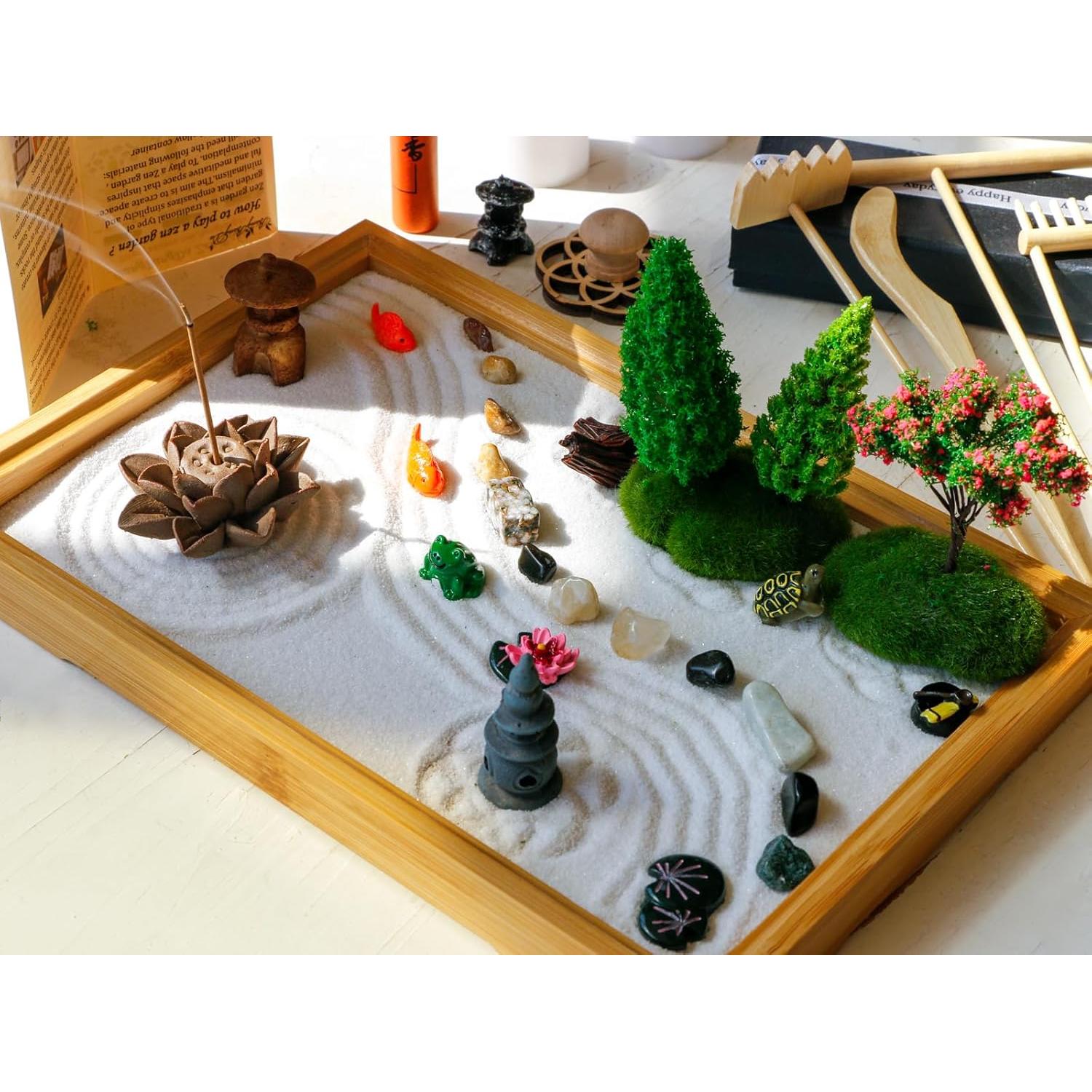 Kit Jardín Zen de Escritorio JJJ Arts - 27.94x19.05cm, 21 Accesorios