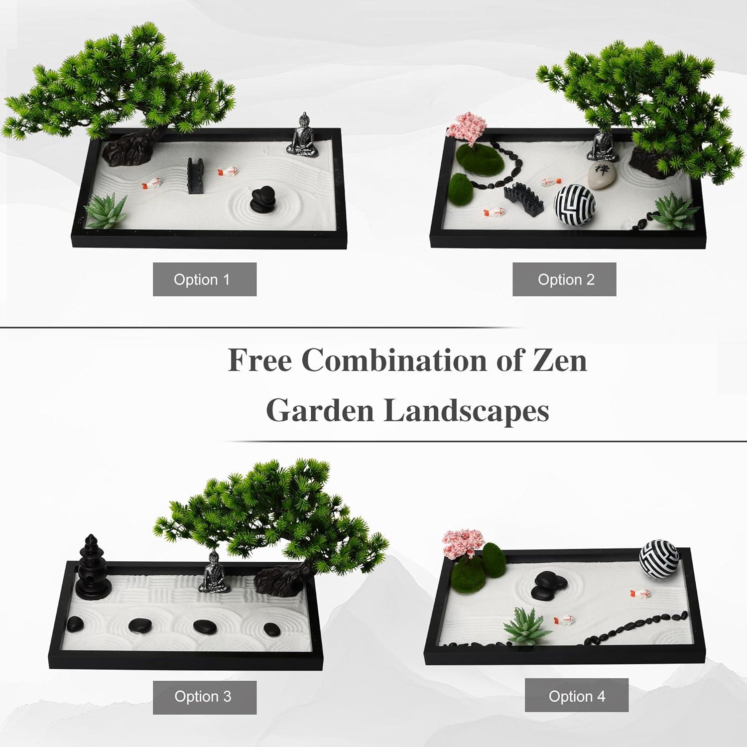 Kit de Jardín Zen de Escritorio DiDiBirDi - 32x20 cm con Arena y 19 Accesorios