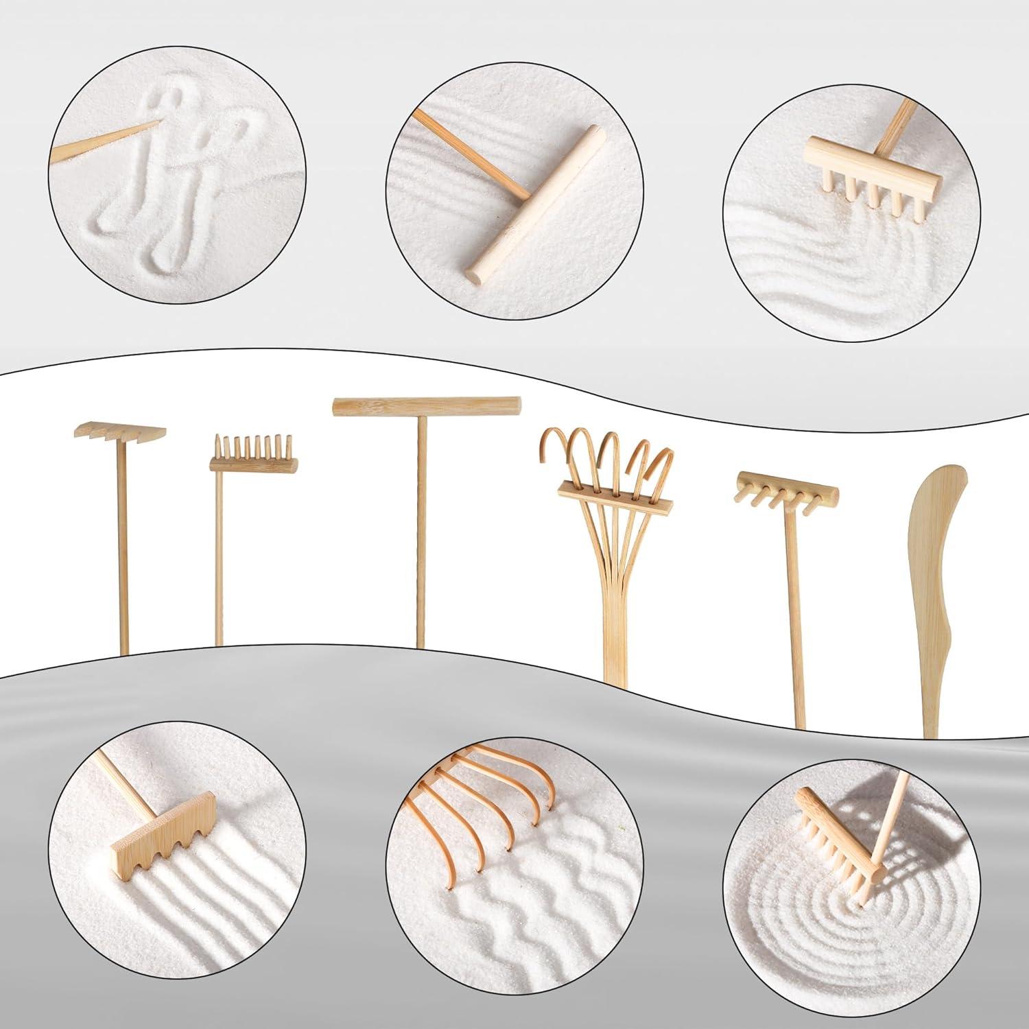 Kit de Jardín Zen de Escritorio DiDiBirDi - 32x20 cm con Arena y 19 Accesorios