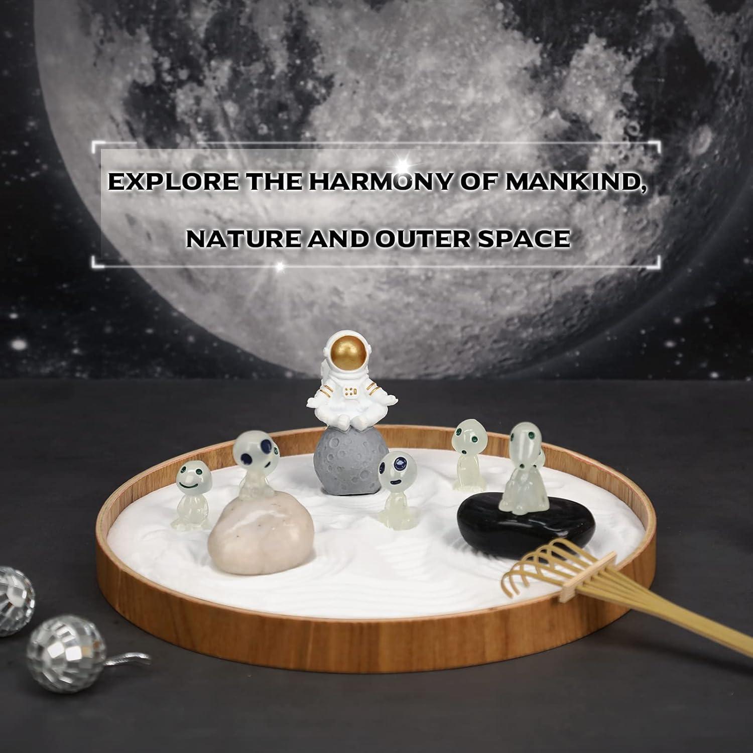 Kit Jardín Zen de Escritorio FOLKOR LIFE con Astronauta y Extraterrestres