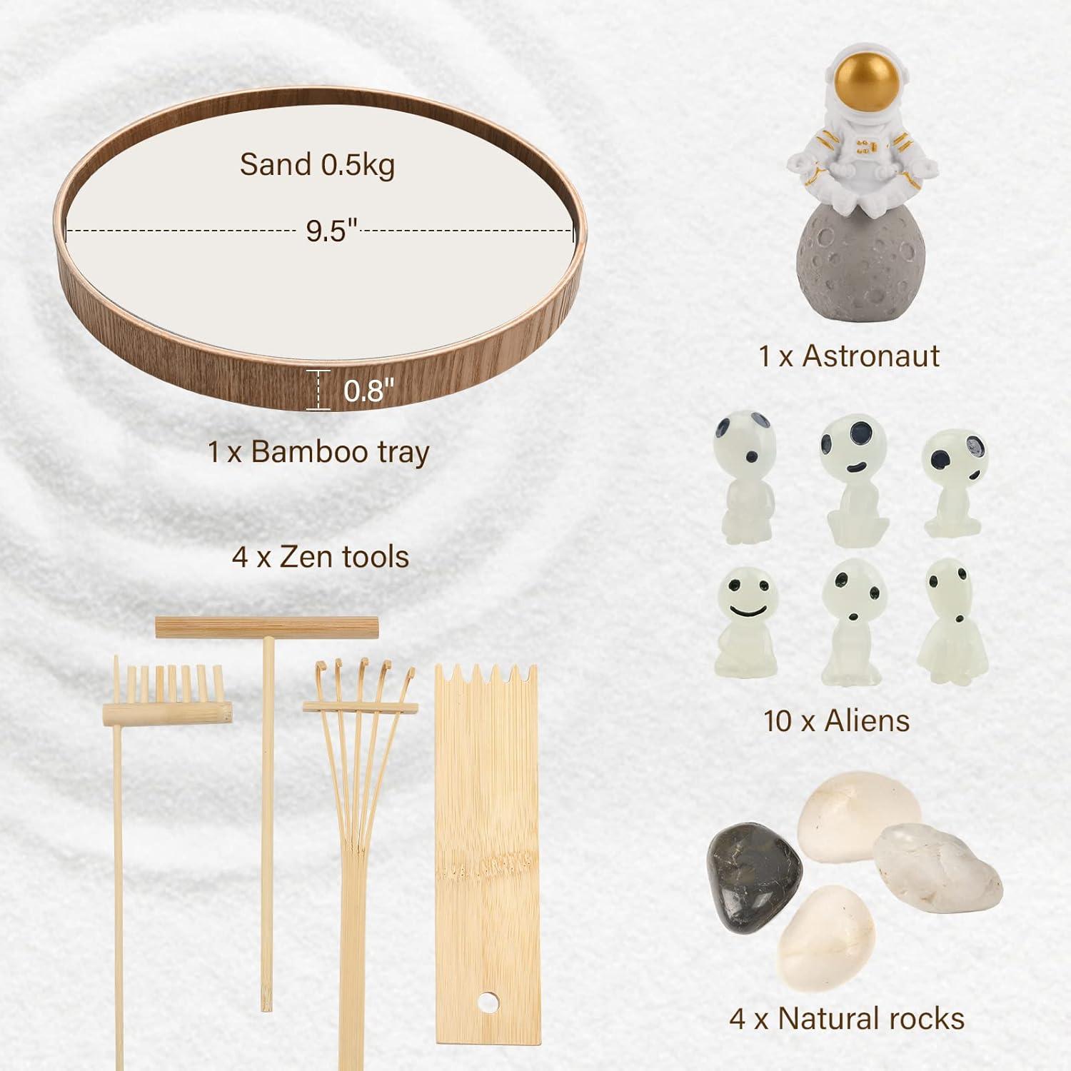 Kit Jardín Zen de Escritorio FOLKOR LIFE con Astronauta y Extraterrestres