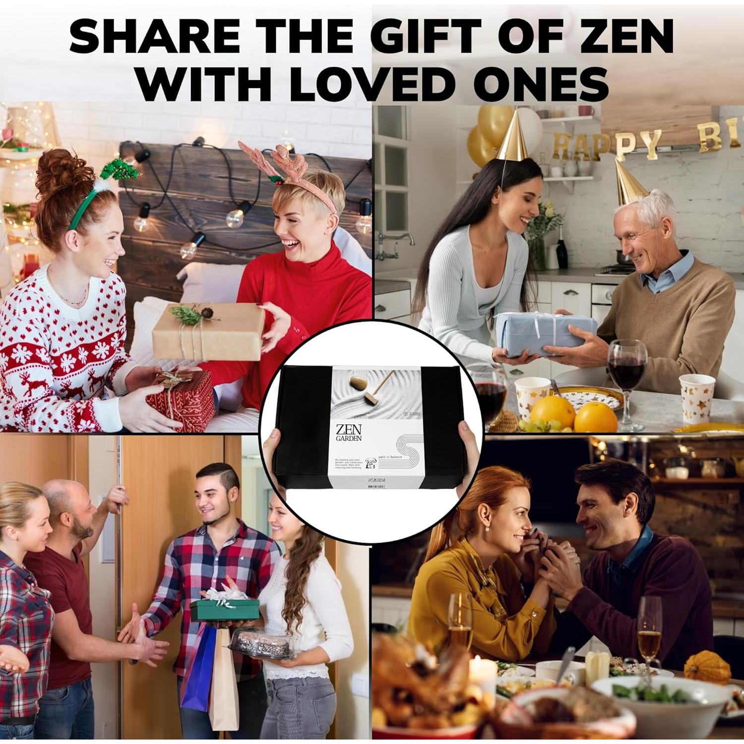 Jardín Zen Mini Yaro para Escritorio 12 Artículos - Arena Blanca