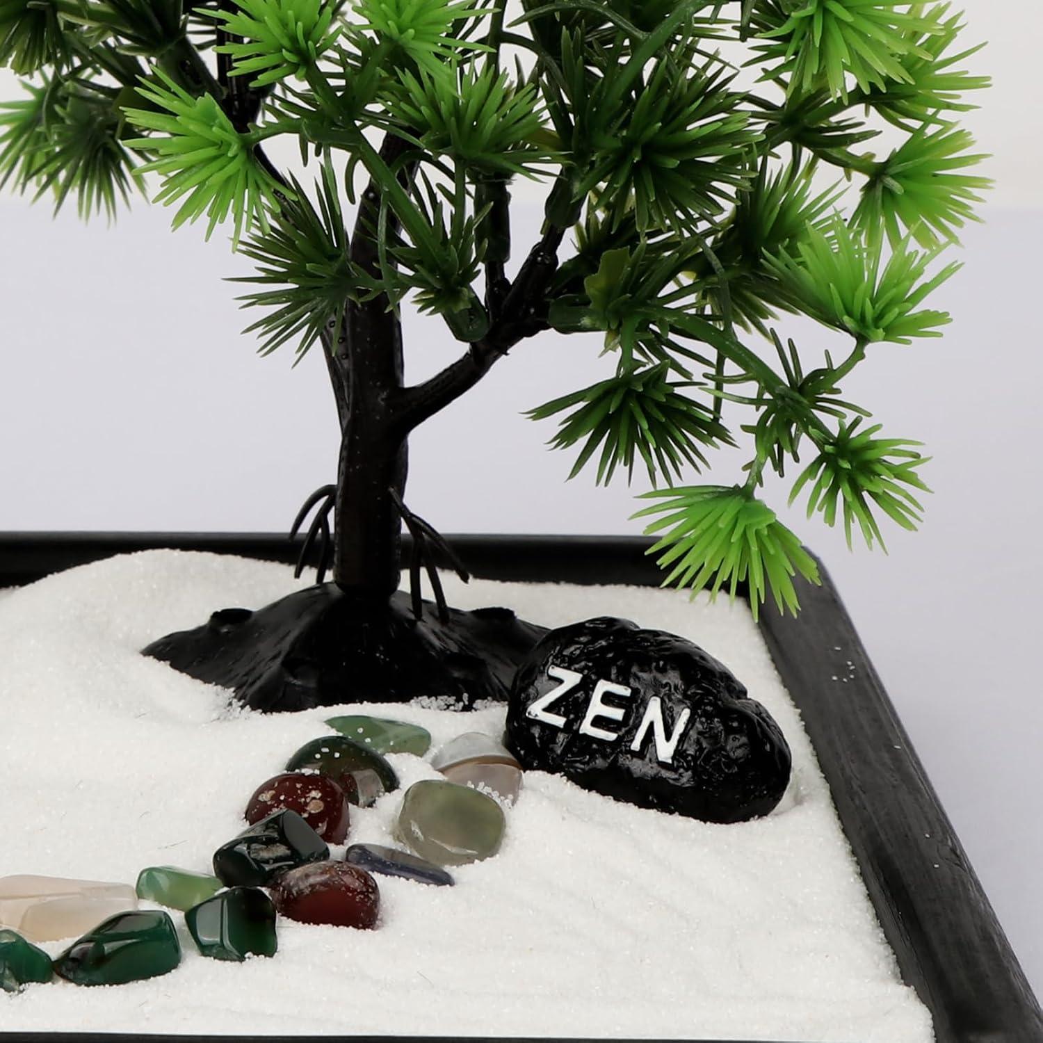 Jardín Zen Mini Yaro para Escritorio 12 Artículos - Arena Blanca