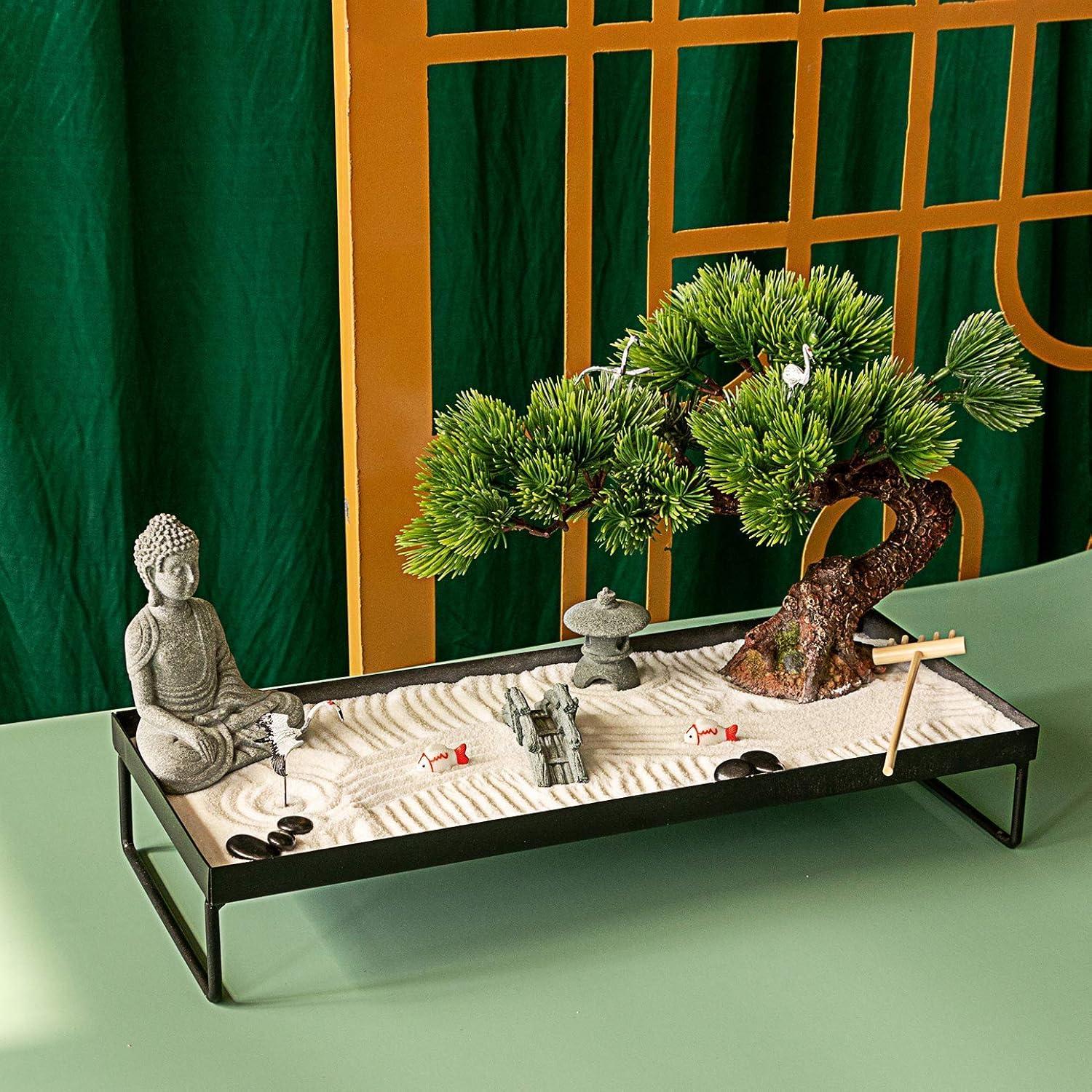Jardín Zen BangBangDa con Bonsai y Buda - Decoración de Oficina