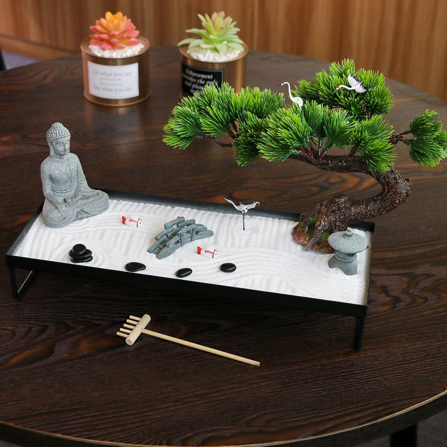 Jardín Zen BangBangDa con Bonsai y Buda - Decoración de Oficina
