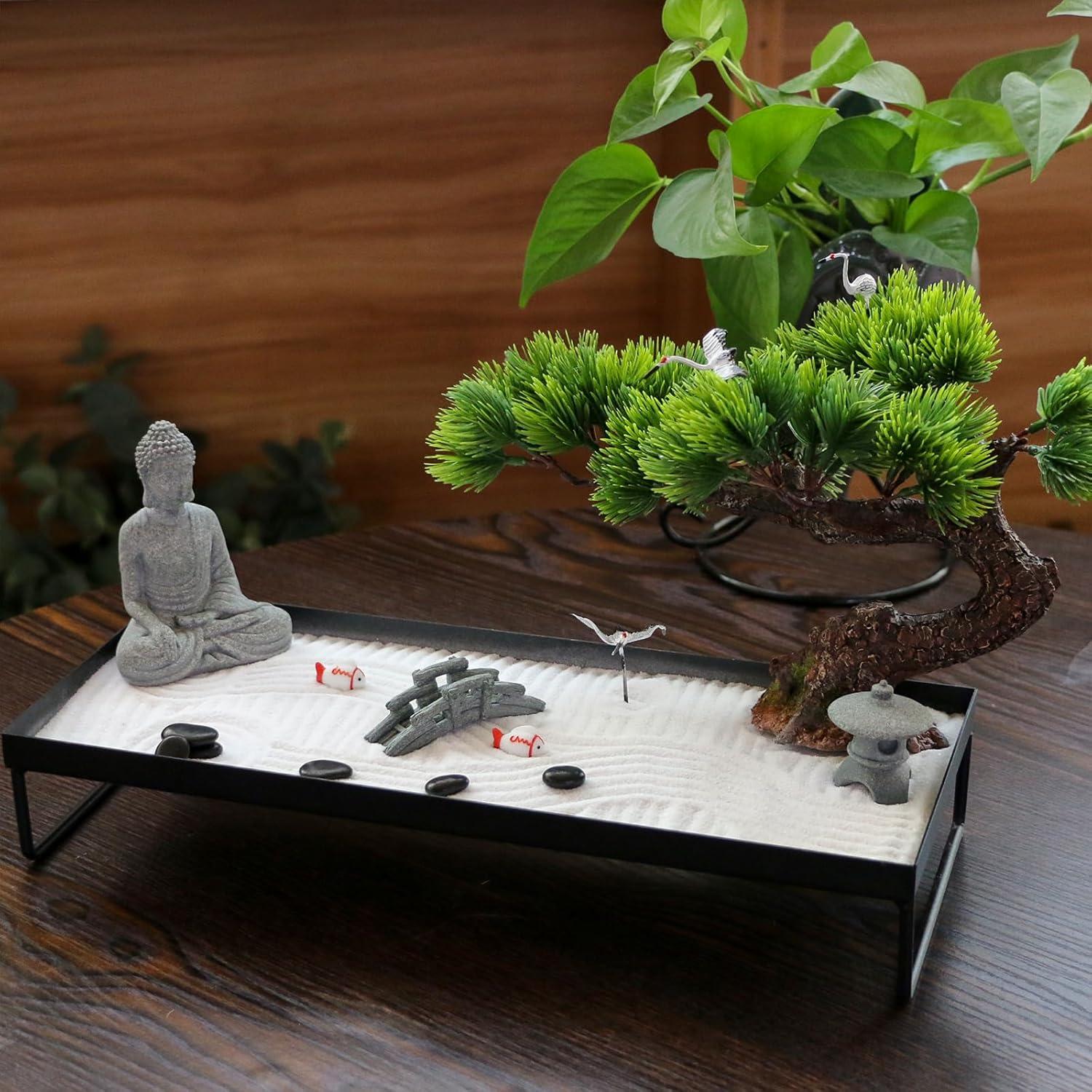 Jardín Zen BangBangDa con Bonsai y Buda - Decoración de Oficina