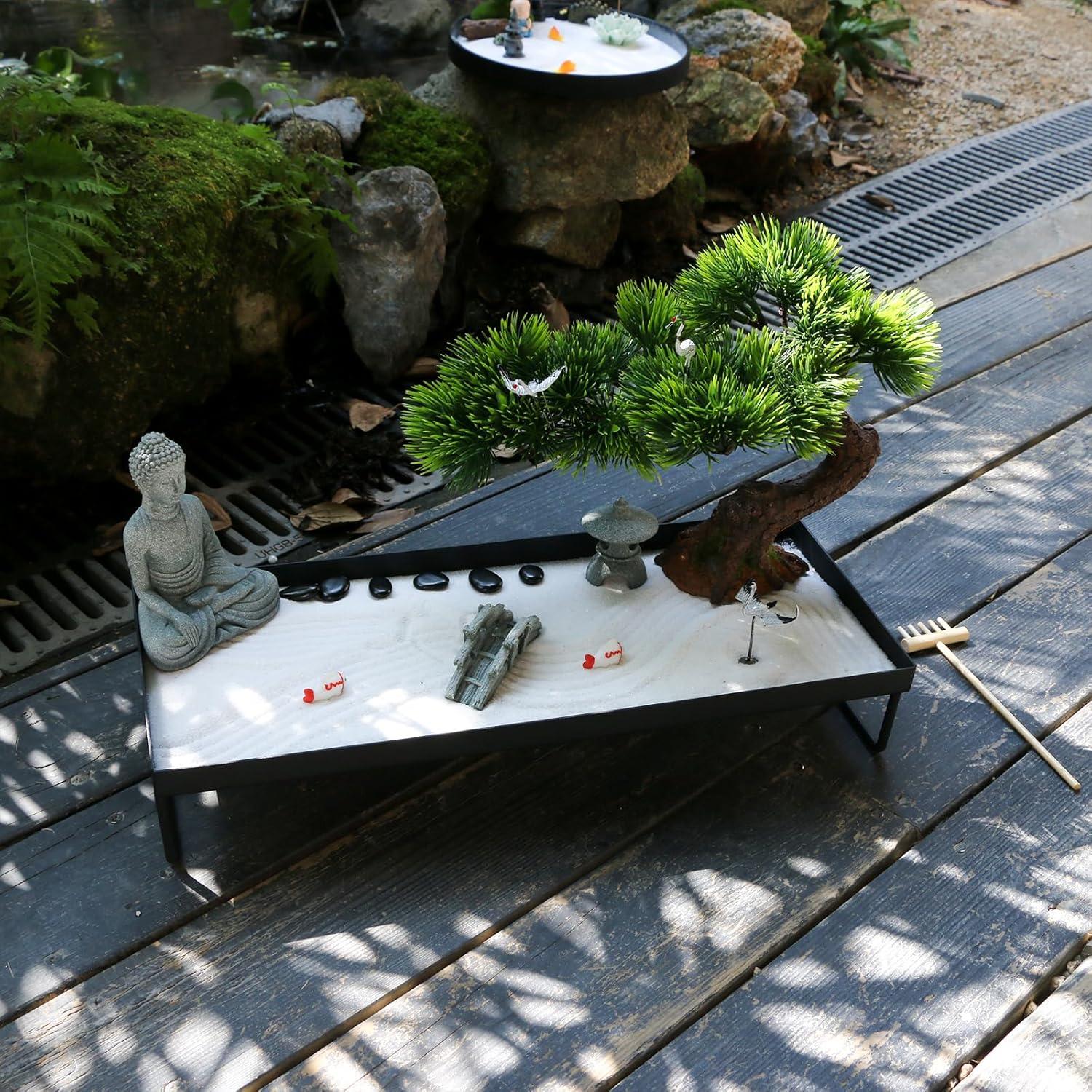 Jardín Zen BangBangDa con Bonsai y Buda - Decoración de Oficina