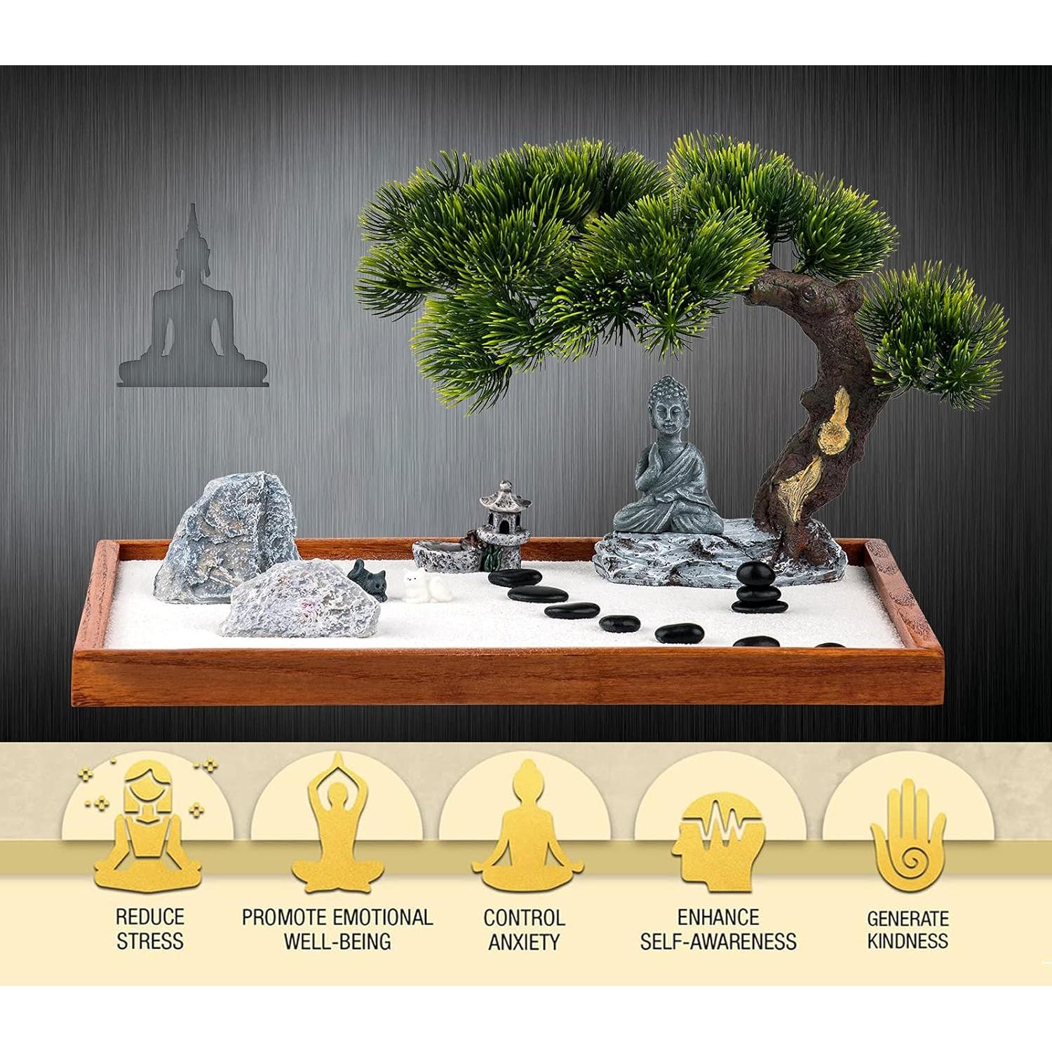 Kit Jardín Zen dgudgu - Mini Jardín de Escritorio 35x24 cm