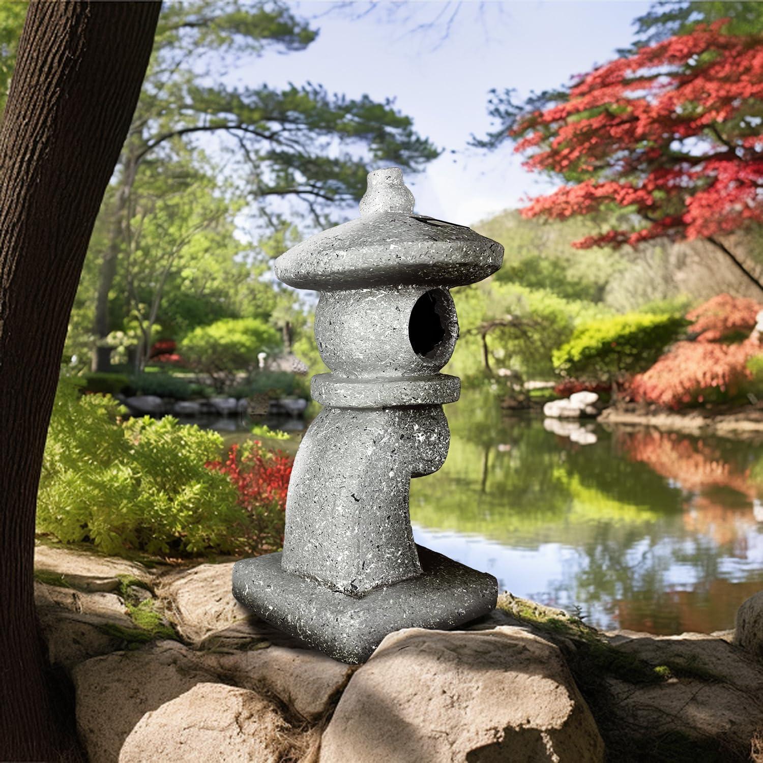 Estatua de Jardín Zen Pagoda GRASOLAR 36 cm con Luz Solar
