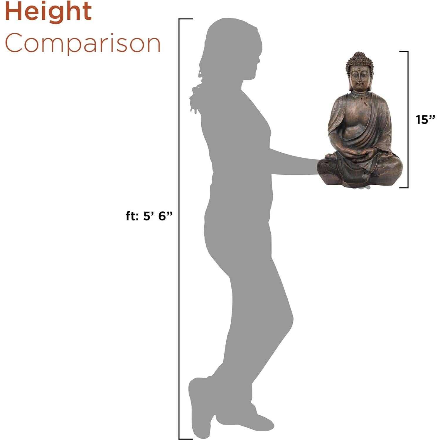 Estatua de Buda Meditador Alpine 38 cm para Interior y Exterior