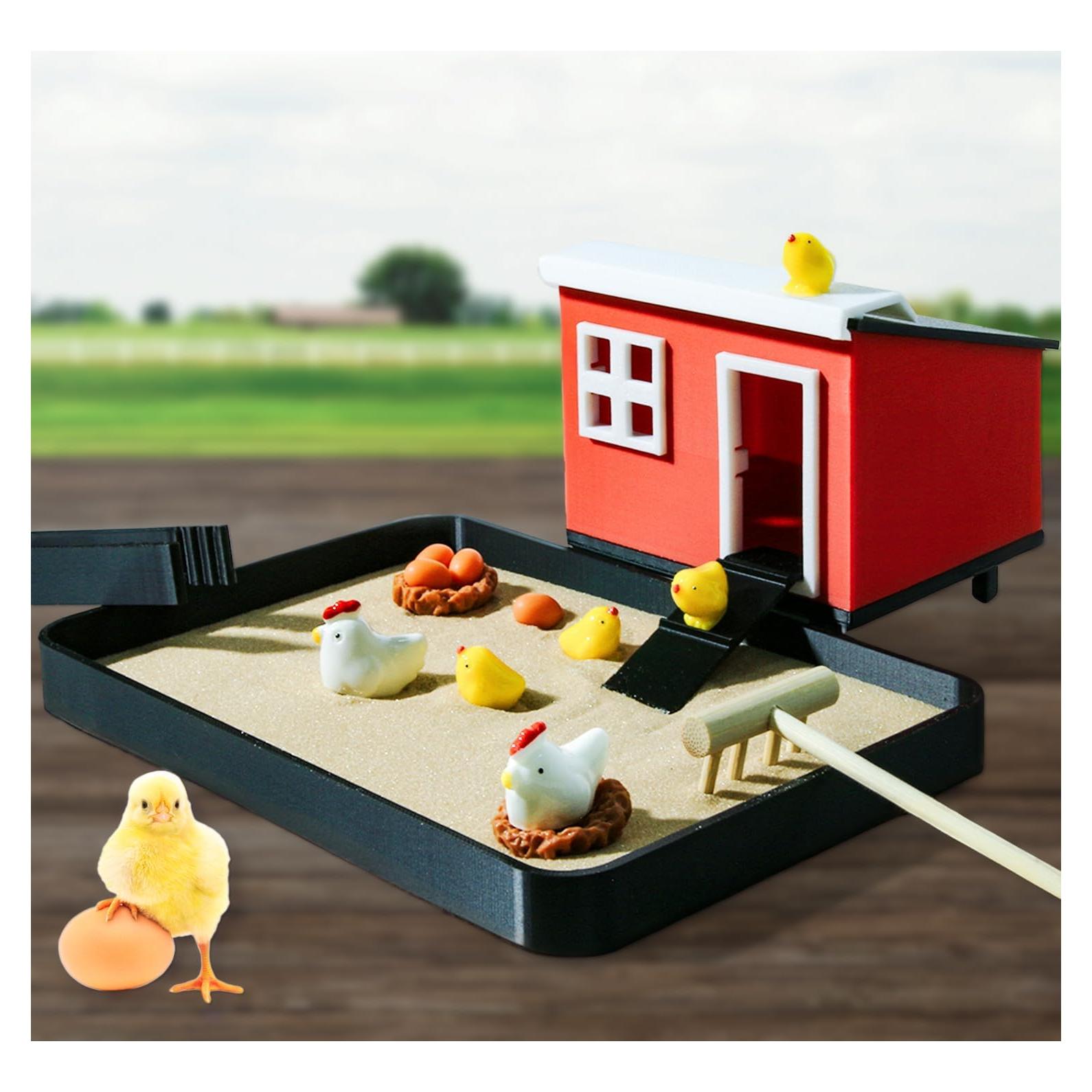 Jardín Zen de Pollo MildLion - Decoración de Oficina y Alivio del Estrés