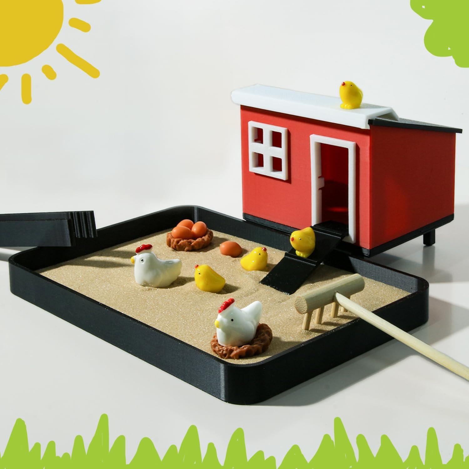 Jardín Zen de Pollo MildLion - Decoración de Oficina y Alivio del Estrés