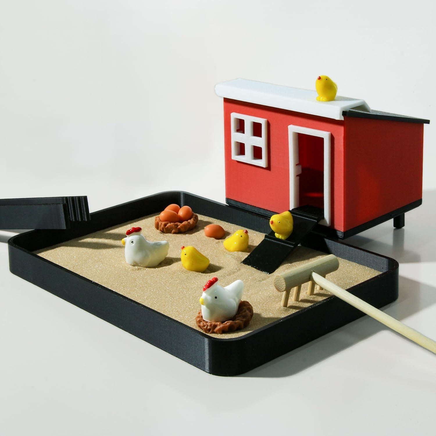 Jardín Zen de Pollo MildLion - Decoración de Oficina y Alivio del Estrés