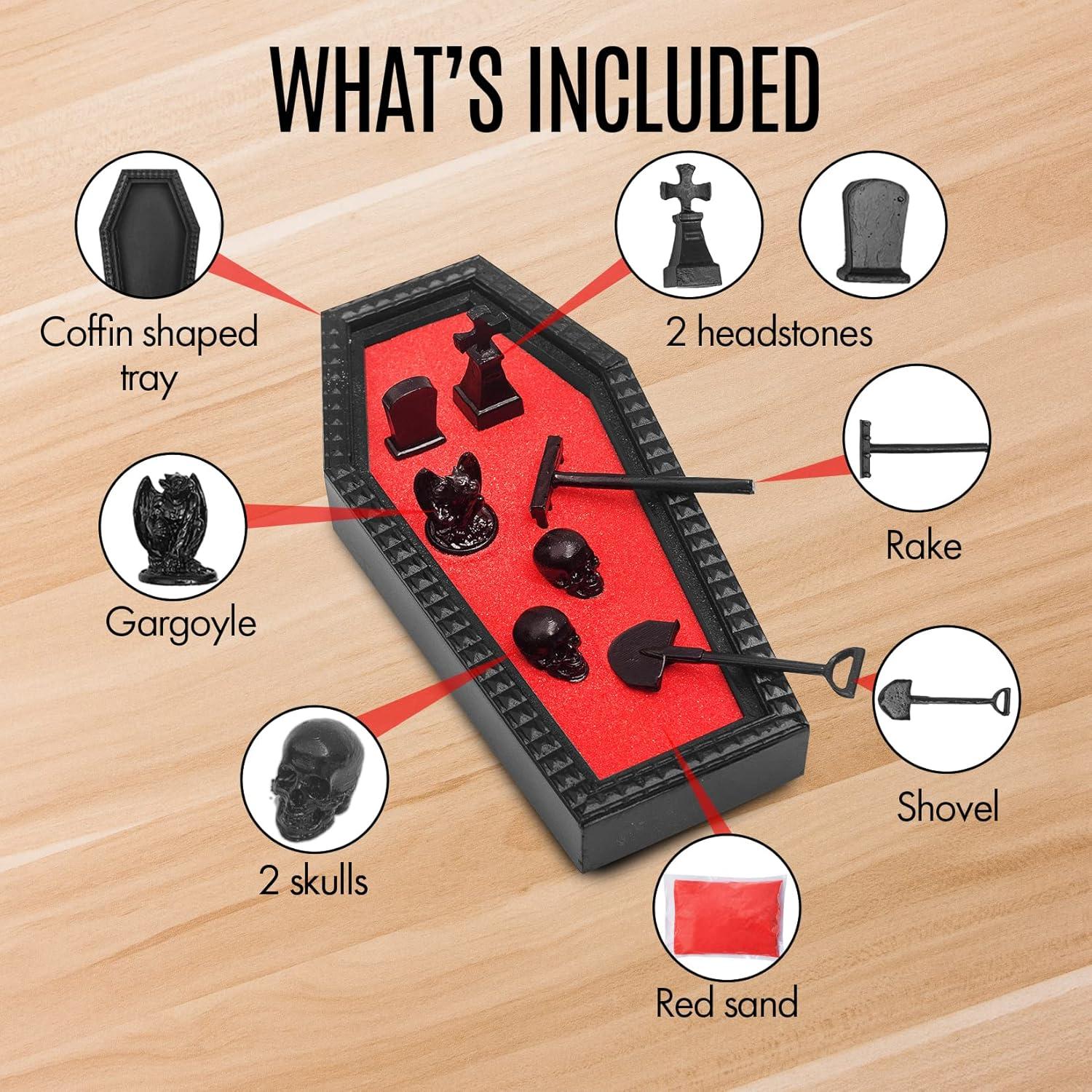 Jardín Zen CEFRECO con Arena Roja y Calaveras - Decoración Gótica