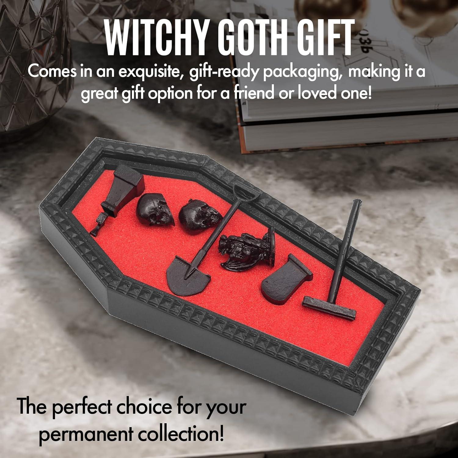 Jardín Zen CEFRECO con Arena Roja y Calaveras - Decoración Gótica