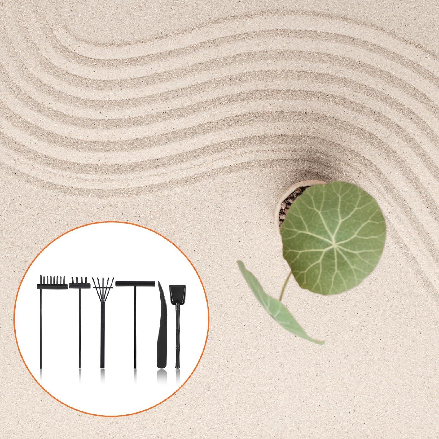 Kit de Mini Jardín Zen JJUNW - 6 Piezas de Rastrillos