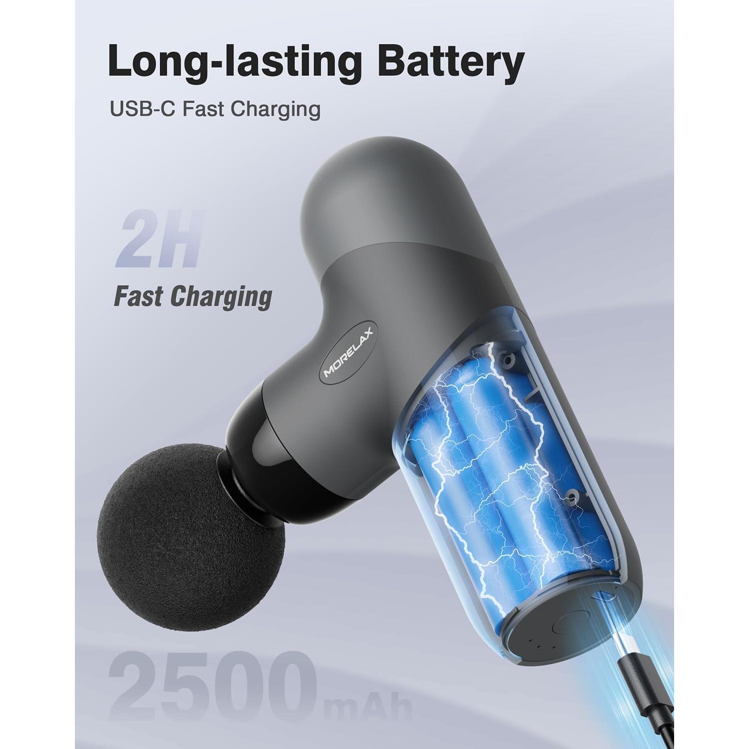 Pistola de Masaje Compacta Morelax M893-CA-02 6 Cabezas 4 Velocidades