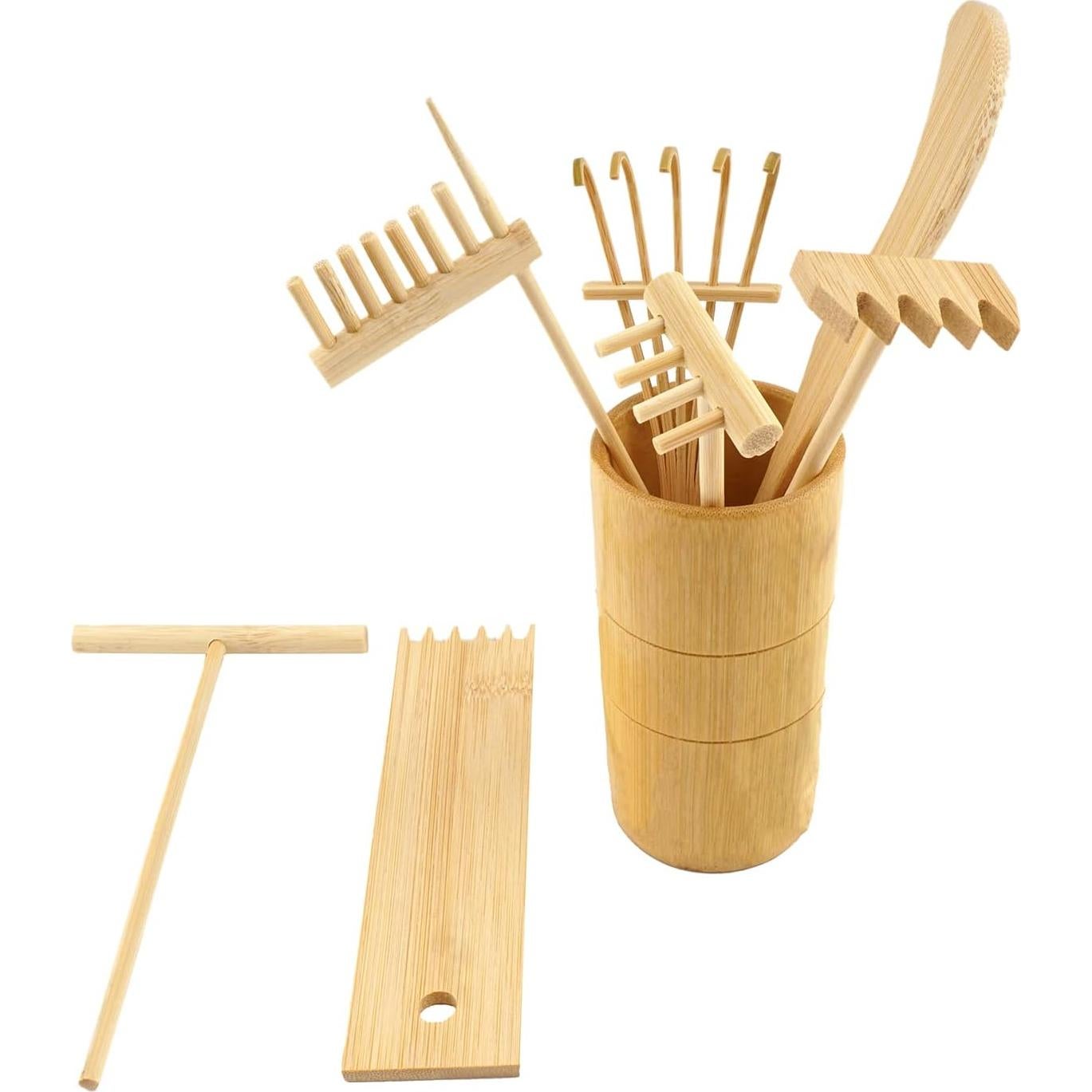 Dorhui 7Pcs Mini Zen Garden Tools, Mini Zen Garden Rakes, Accessories for Home Gift, Serenity and Spiritual Meditation Gifts
