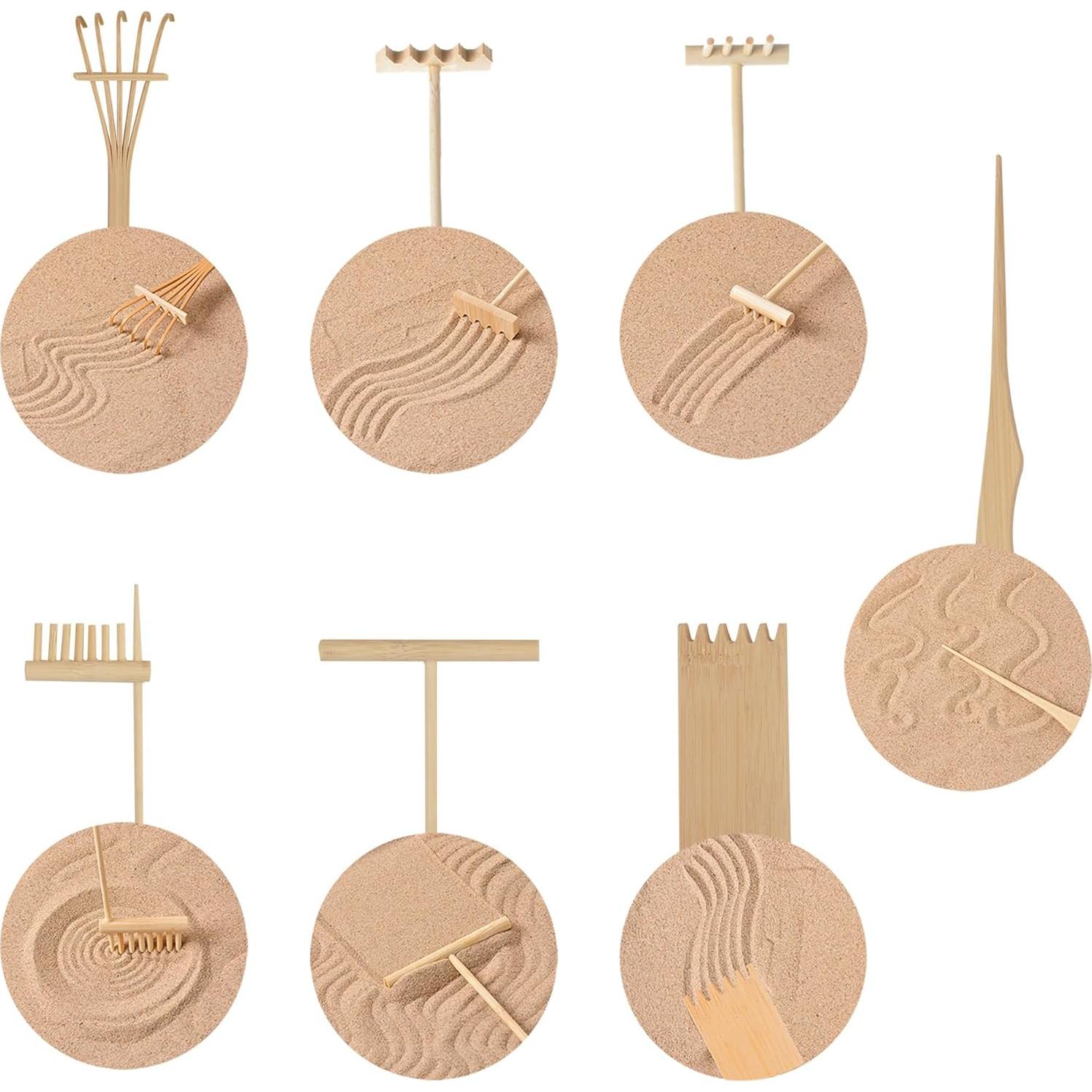 Dorhui 7Pcs Mini Zen Garden Tools, Mini Zen Garden Rakes, Accessories for Home Gift, Serenity and Spiritual Meditation Gifts