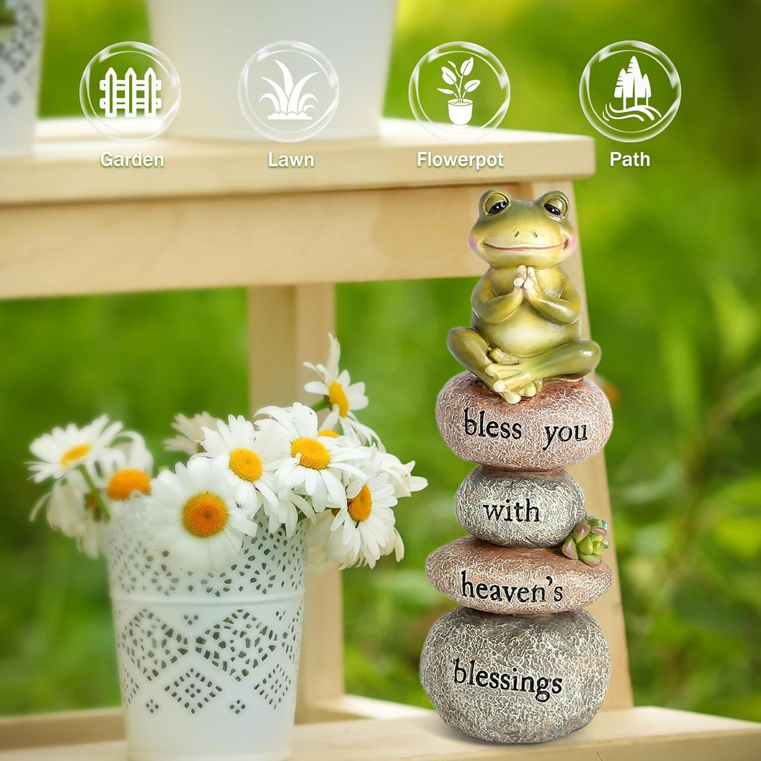 Estatua de Rana de Yoga Xintim 24.4 cm Decoración Jardín