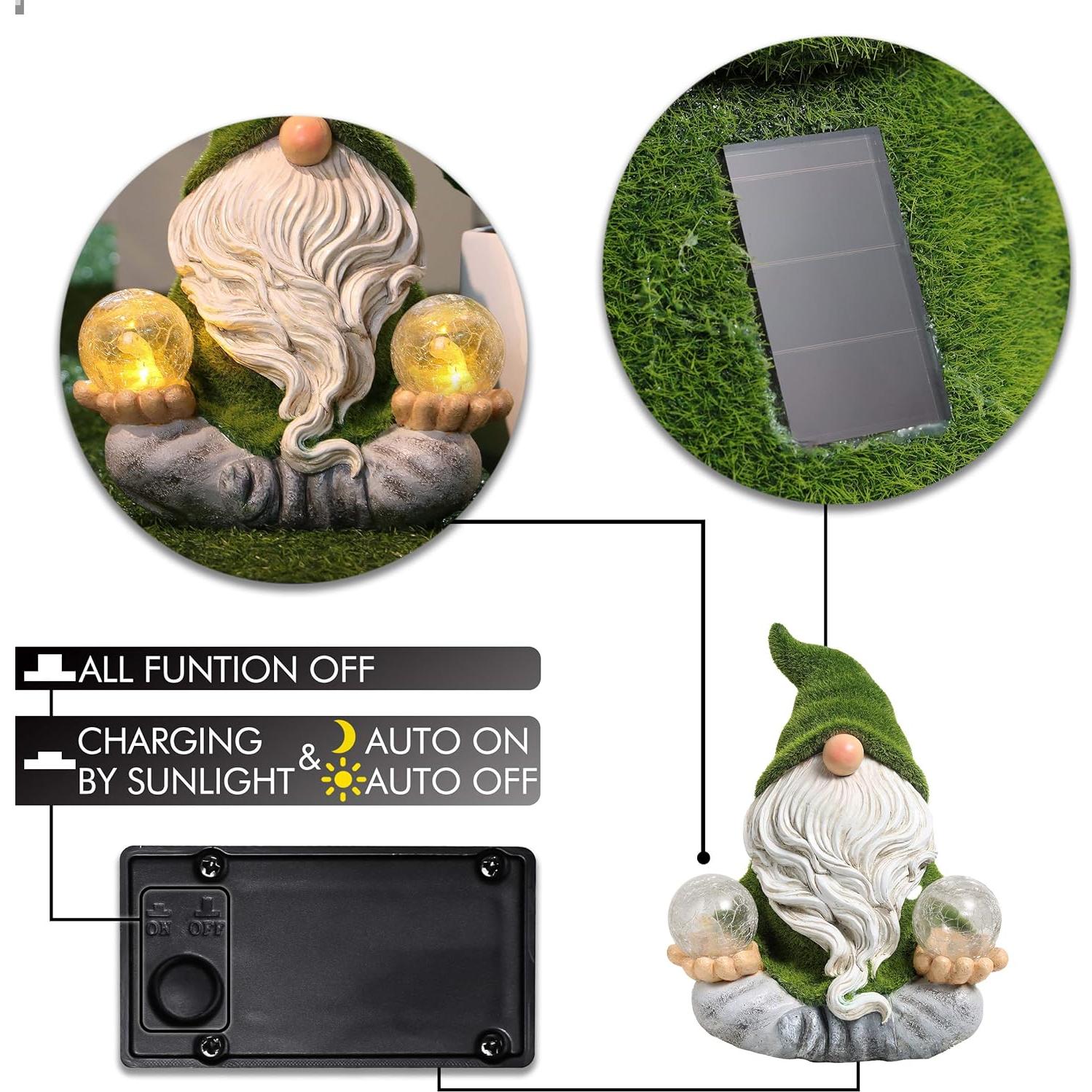 Gnomo de Jardín Zen Teresa's Collections con Luz Solar 20 cm