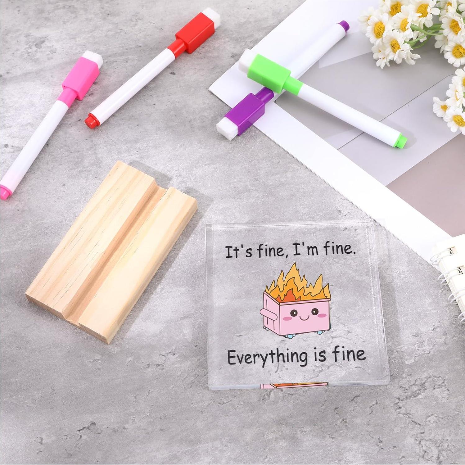 Adorno de Escritorio Divertido Xyulaan Rosa con Señal Acrílica