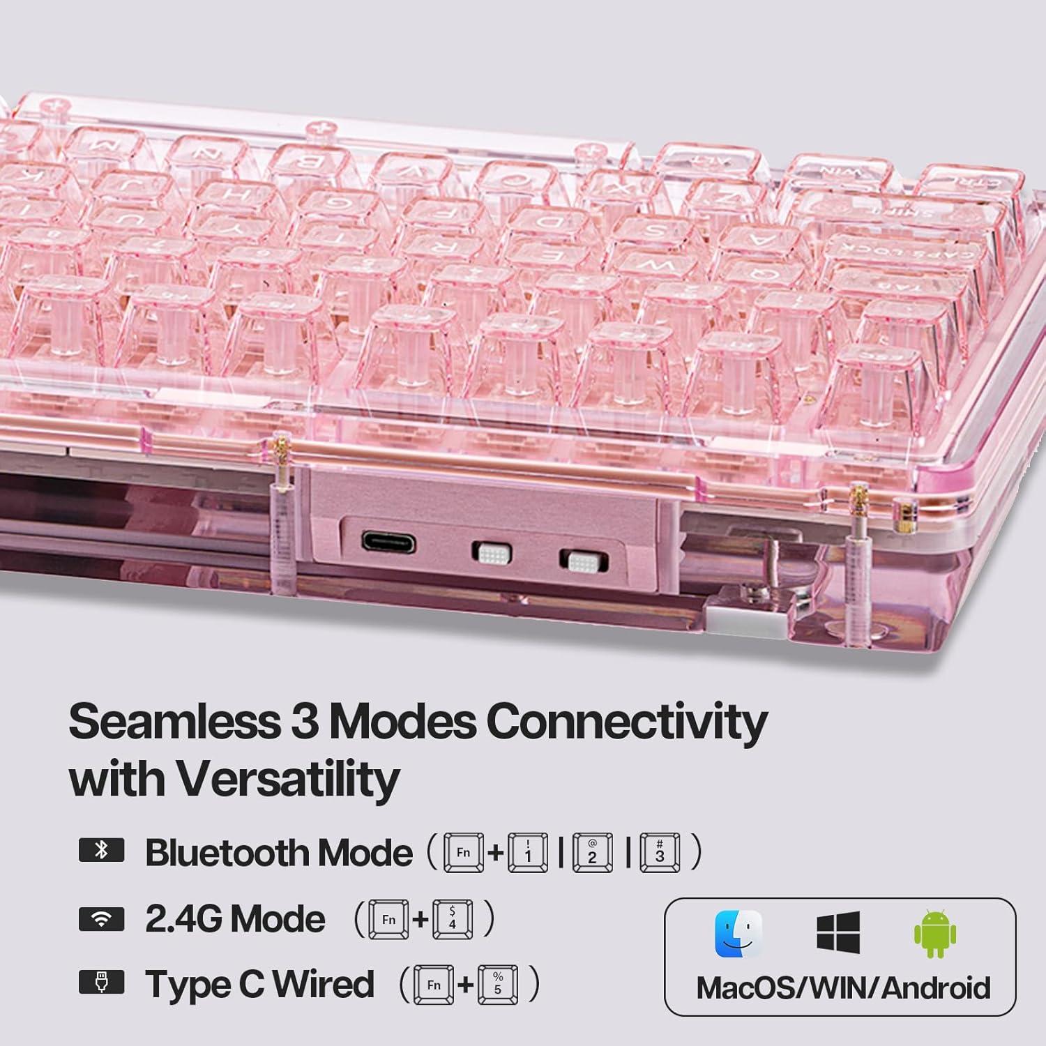 Teclado Mecánico KiiBoom Phantom 81 V2 Rosa 75% RGB Inalámbrico