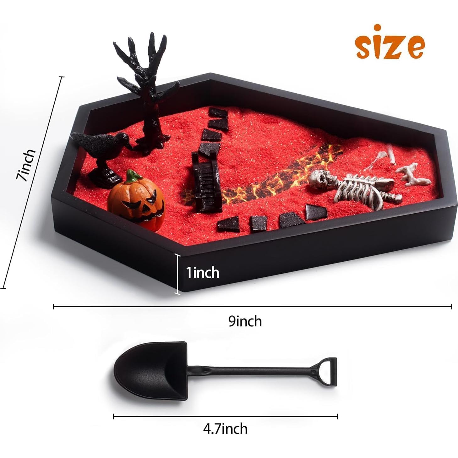 Jardín Zen Ataúd Melonva para Escritorio Halloween 22.86x17.78cm