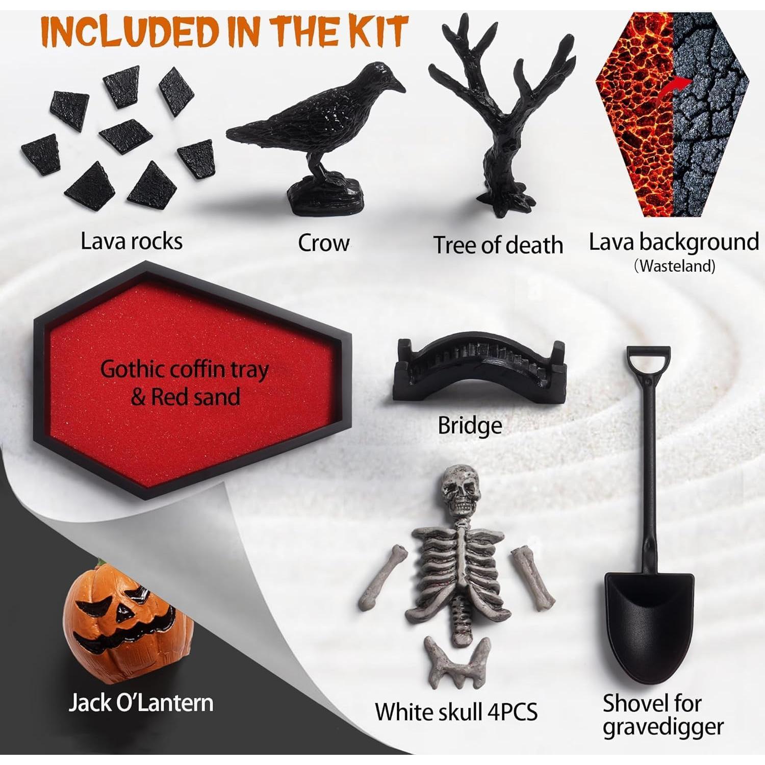 Jardín Zen Ataúd Melonva para Escritorio Halloween 22.86x17.78cm