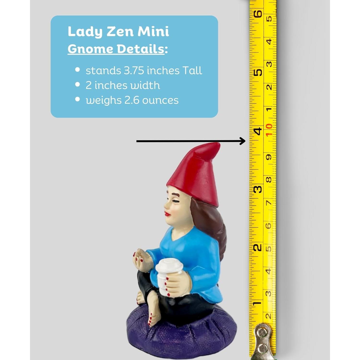 Gnometastic Mini Gnomes Zen Garden 3.75in - Funny Outdoor Decorations for Yard, Fairy Decor, Yoga Drinking Coffee Gnomes Mini Figurine for Home, Gifts for Women