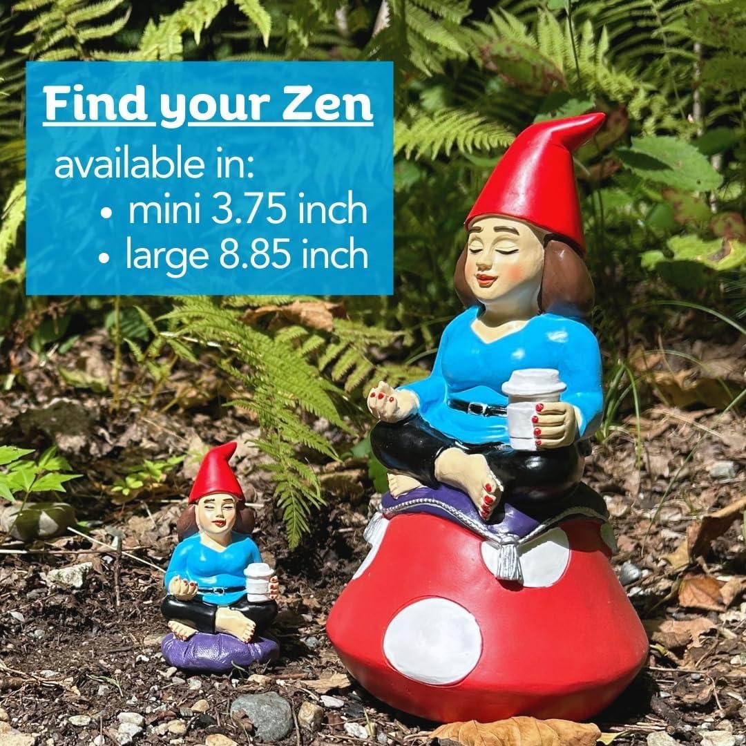 Gnometastic Mini Gnomes Zen Garden 3.75in - Funny Outdoor Decorations for Yard, Fairy Decor, Yoga Drinking Coffee Gnomes Mini Figurine for Home, Gifts for Women