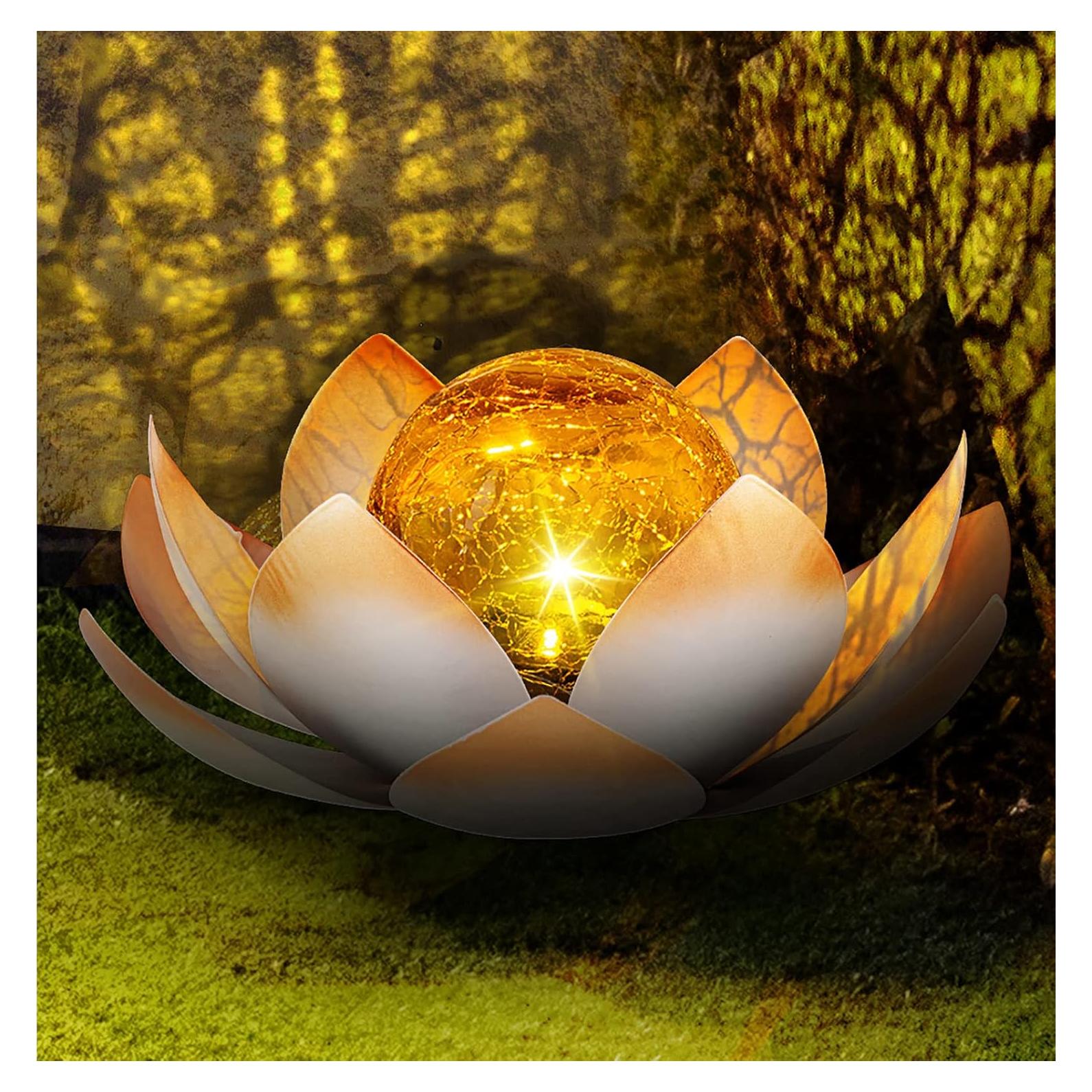 Luces Solares Huaxu Loto Decorativas para Jardín Naranja