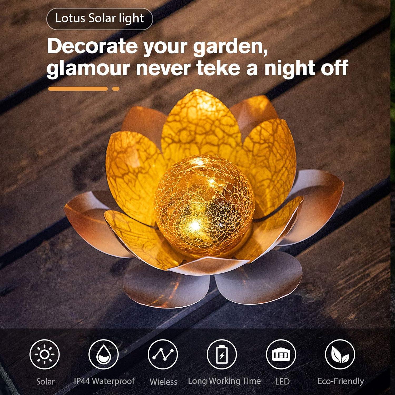 Luces Solares Huaxu Loto Decorativas para Jardín Naranja