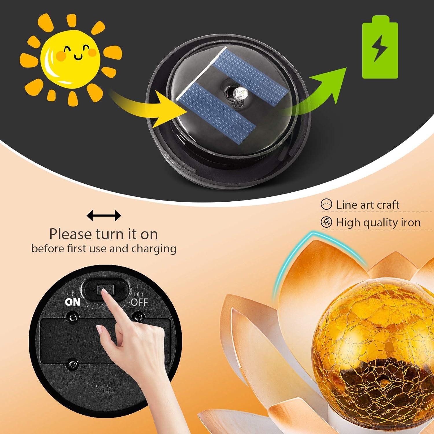 Luces Solares Huaxu Loto Decorativas para Jardín Naranja