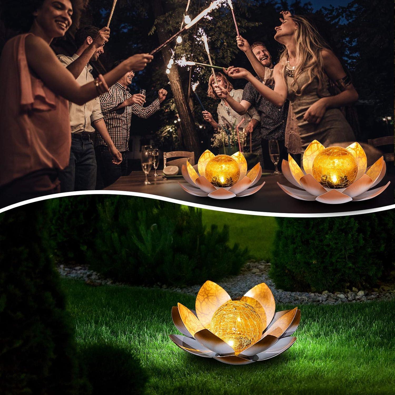 Luces Solares Huaxu Loto Decorativas para Jardín Naranja