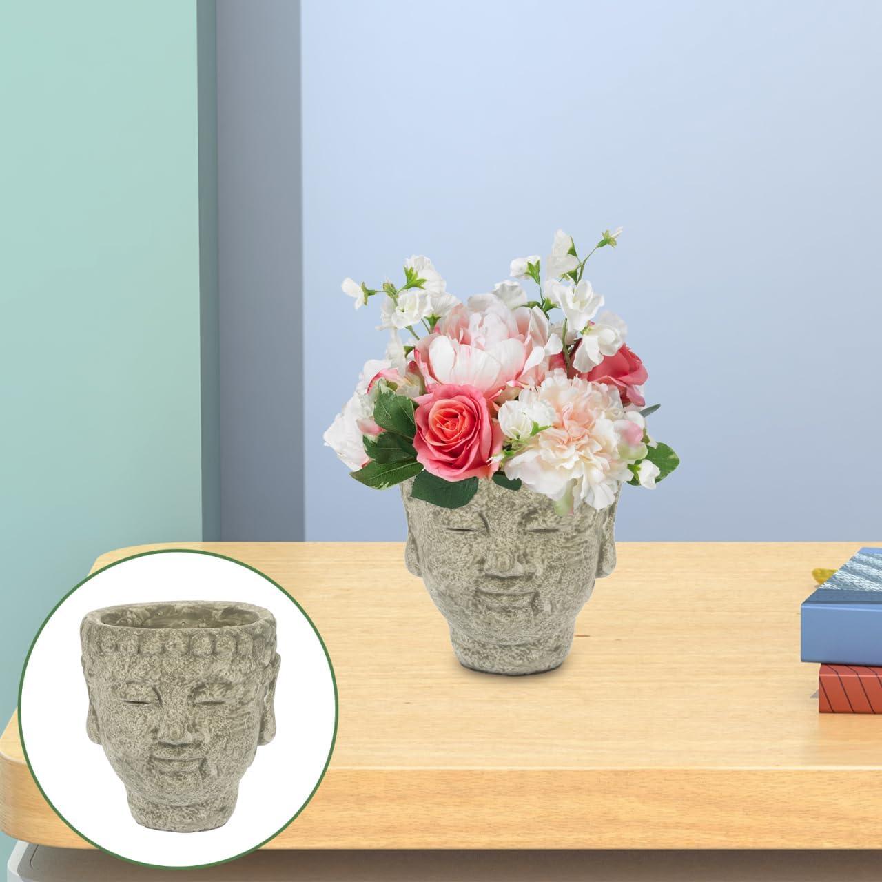 Maceta Buda de Cemento Yardwe 13x12 cm Decorativa Zen